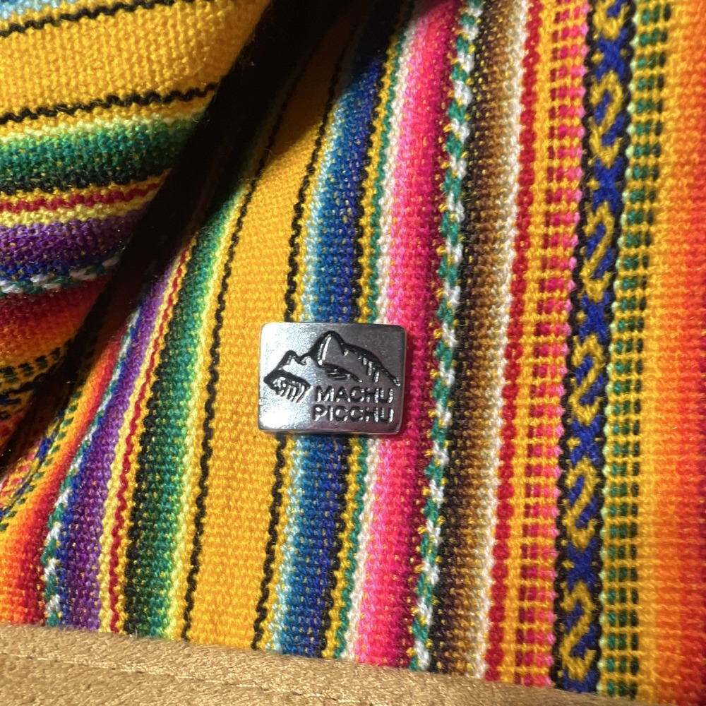 HippieBOHO SUMAK ART Peruvian Aguayo Woven Backpack Faux Suede Machu Picchu 16"